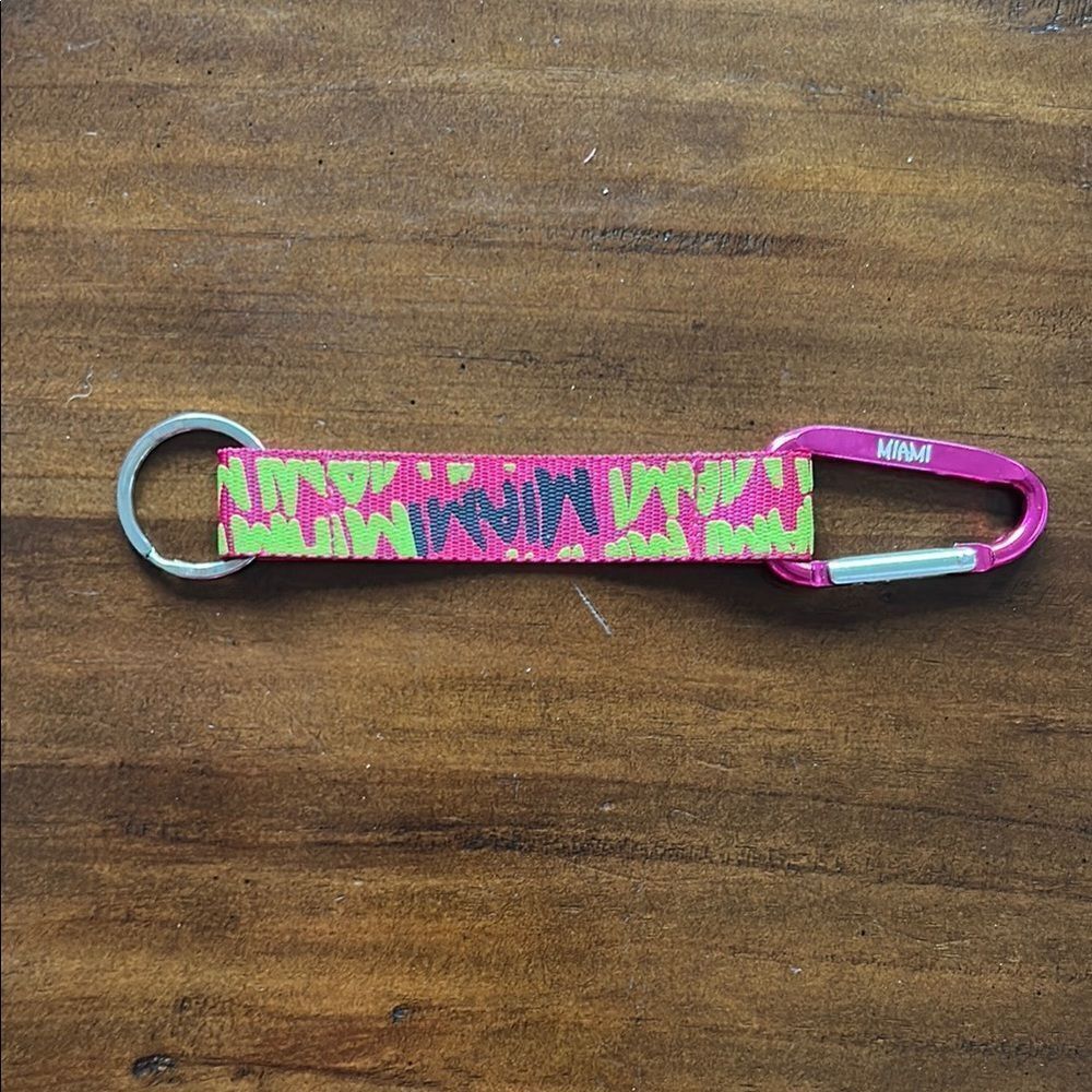 MIAMI Pink and Yellow Bag Accessory Keychain